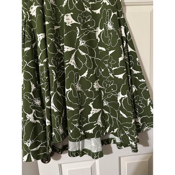 The J Peterman Company Skirt Womens 6 Green Floral Full Long Cotton Maxi - Picture 2 of 7
